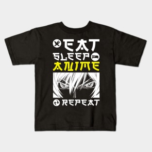 EAT SLEEP ANIME REPEAT Kids T-Shirt